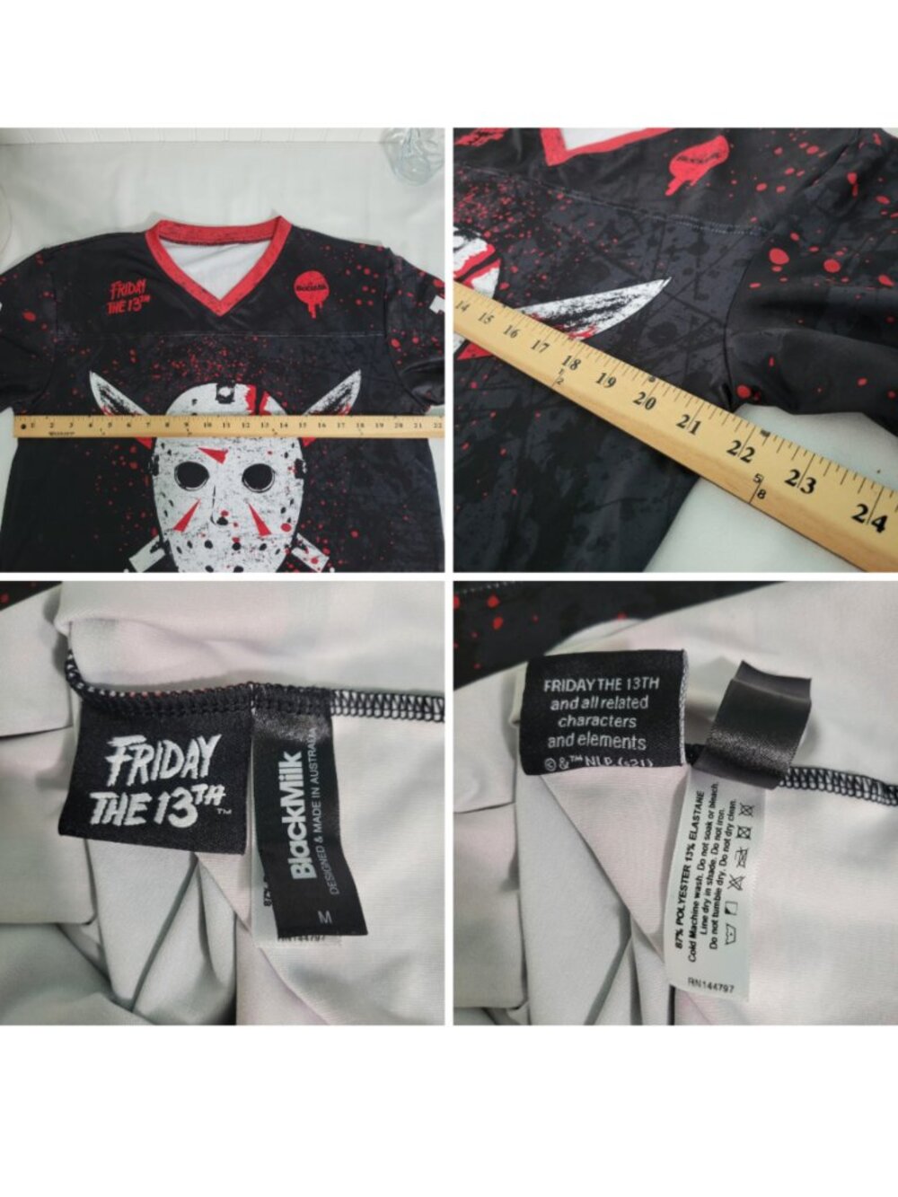 BlackMilk Jason Voorhees Friday 13th Horror Goth Grunge Goalie Hockey Jersey M - Picture 15 of 16